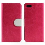 Wholesale iPhone 5C Slim Flip Leather Wallet Case (Pink-White)